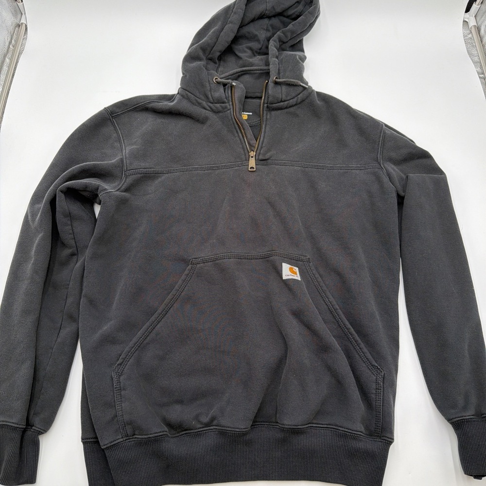 Carhartt Medium Rain Defender Black Hoodie Loose Fit Heavyweight Quarter Zip